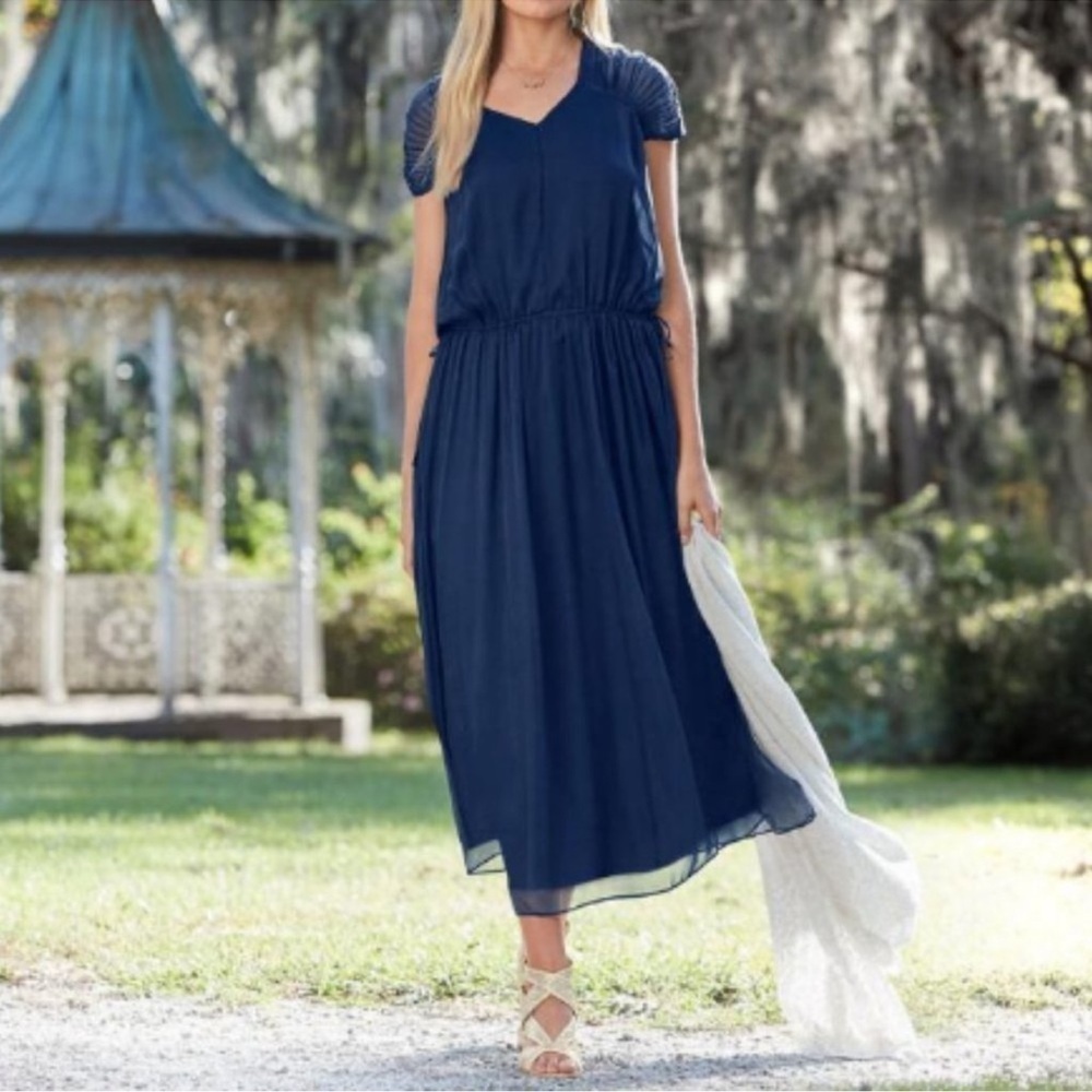 Sundance "Gossamer Dreams" collection silk dress in Navy Blue feminine wedding - Picture 1 of 9
